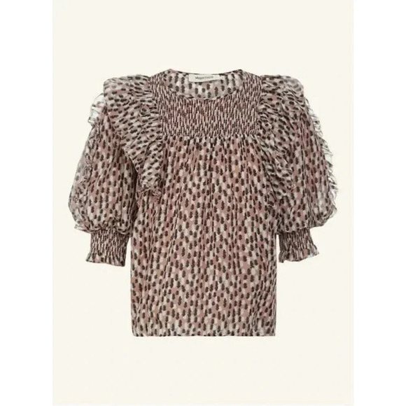 *804 Magali Pascal Petal Top Silk Short Sleeve Blouse Size Small - Picture 4 of 9